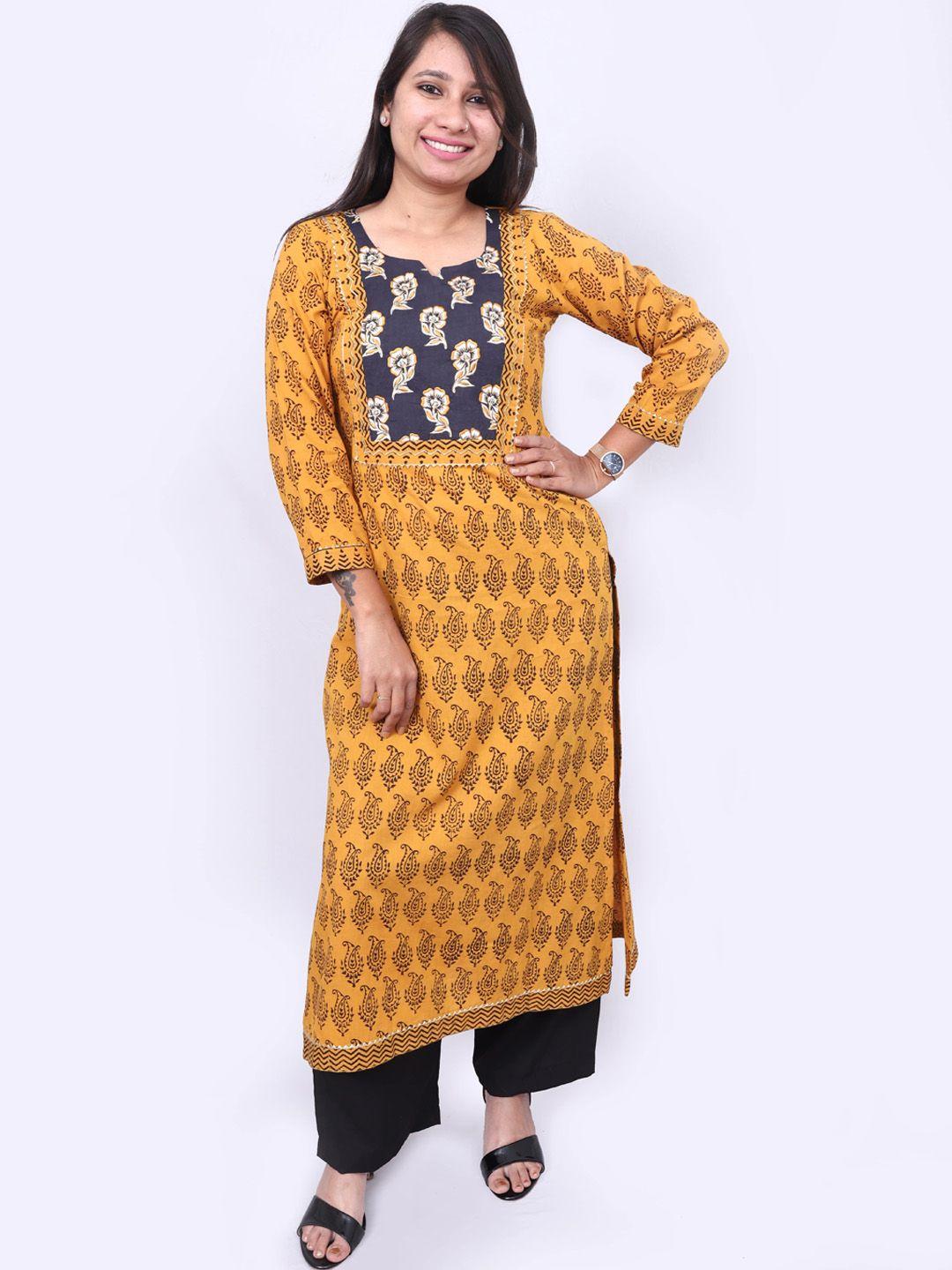 weavers saga women mustard yellow kurta