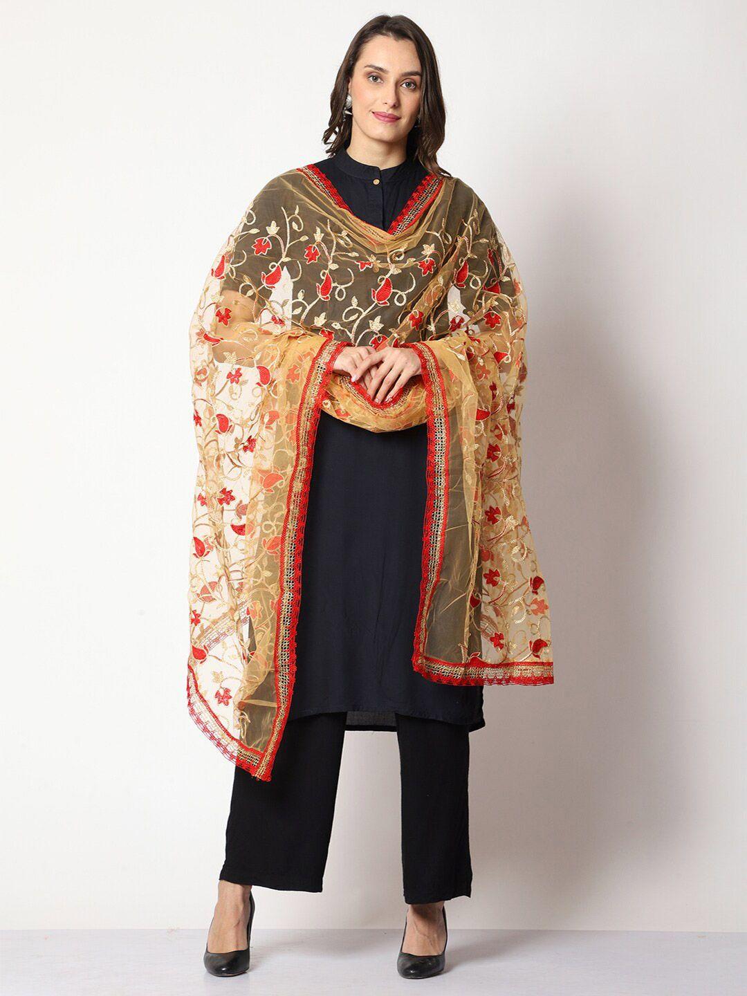 weavers villa embroidered dupatta with thread work