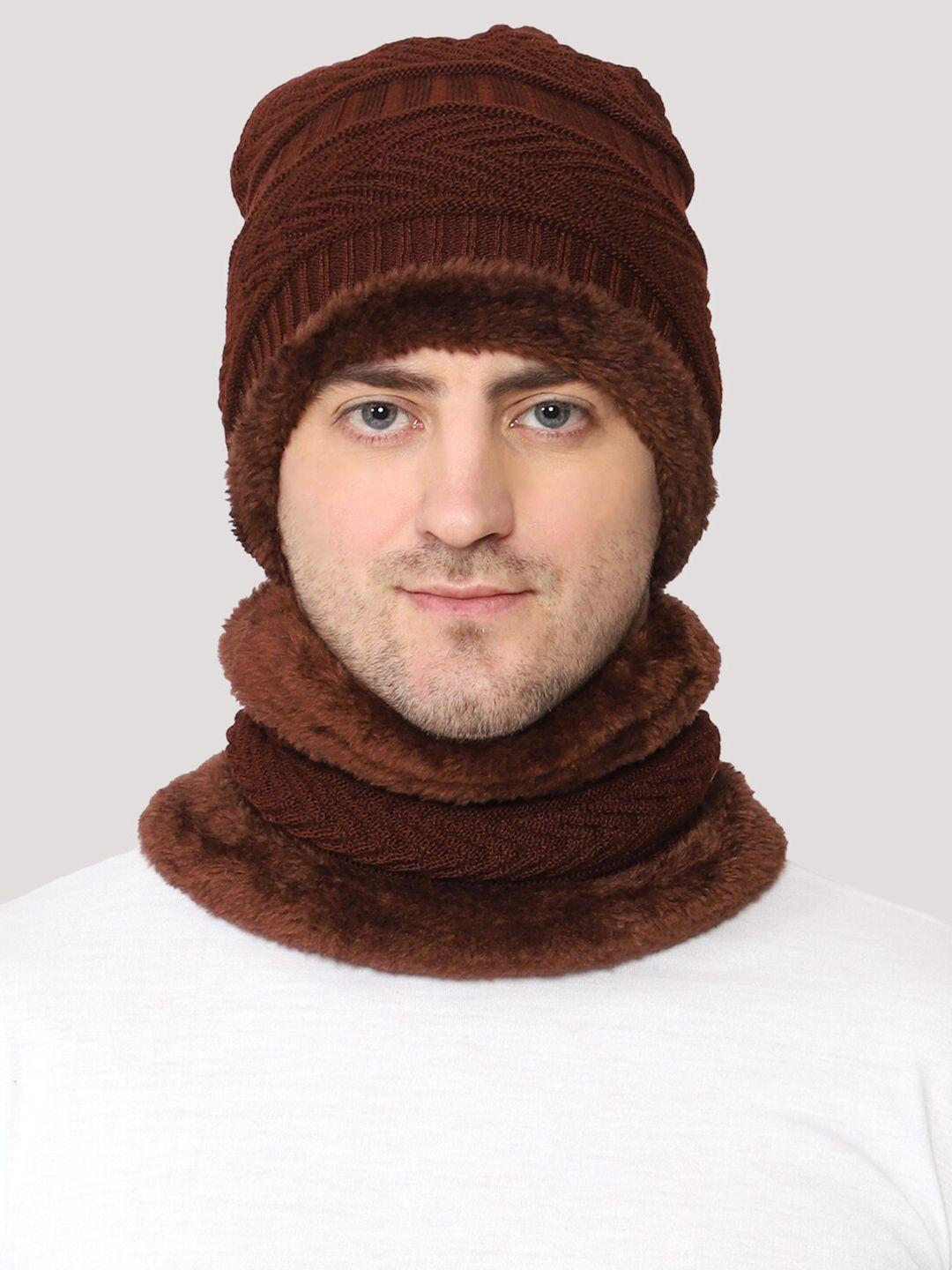 weavers villa men acrylic beanie cap with neck warmer