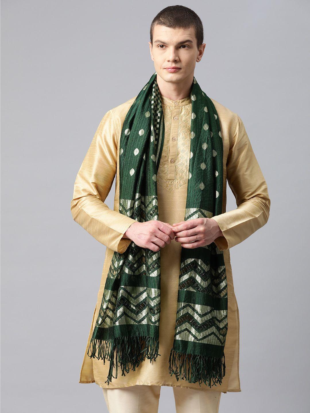 weavers villa men ethnic motifs woven design cotton silk leheriya dupatta with zari