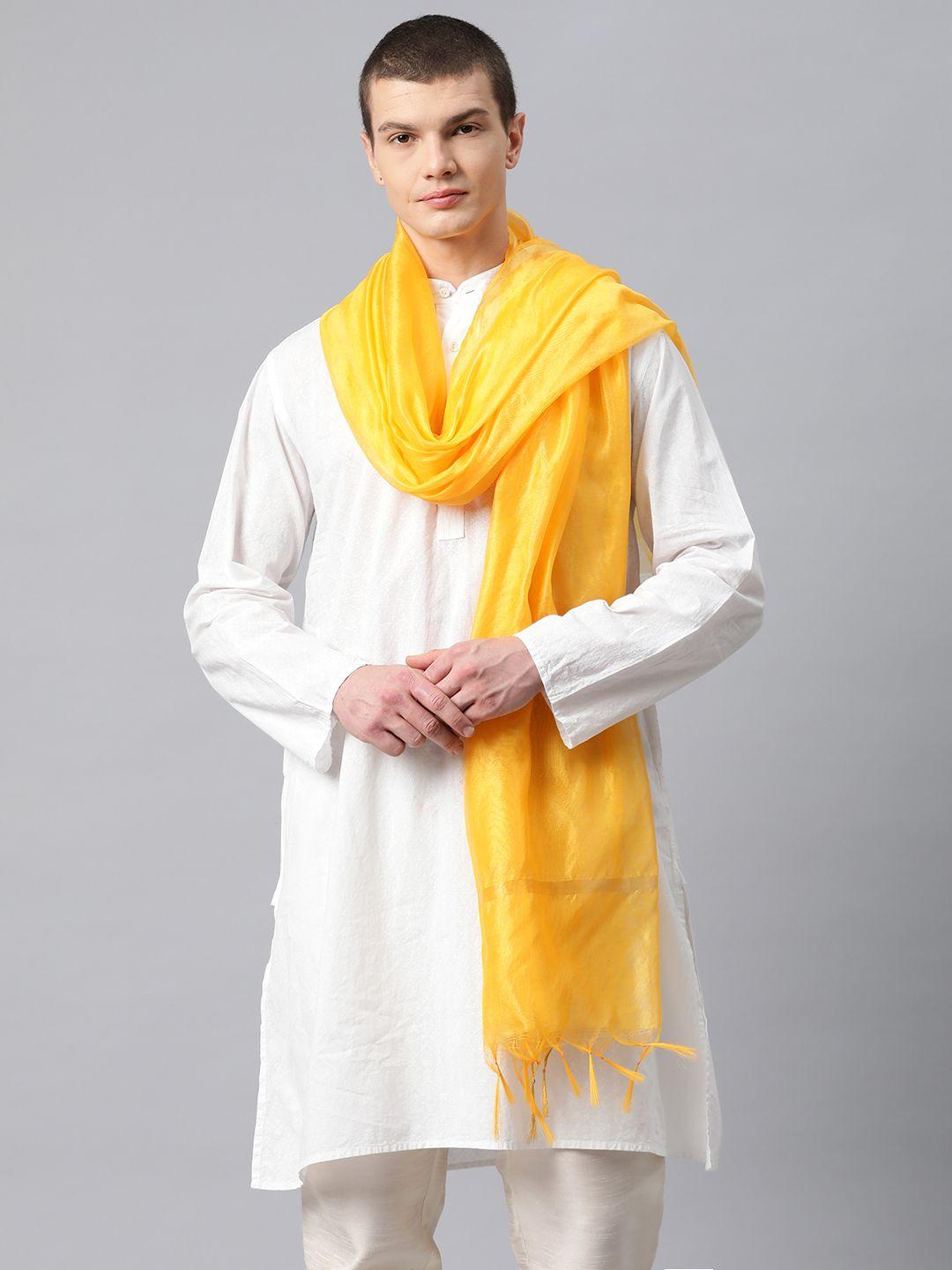 weavers villa men solid cotton silk dupatta