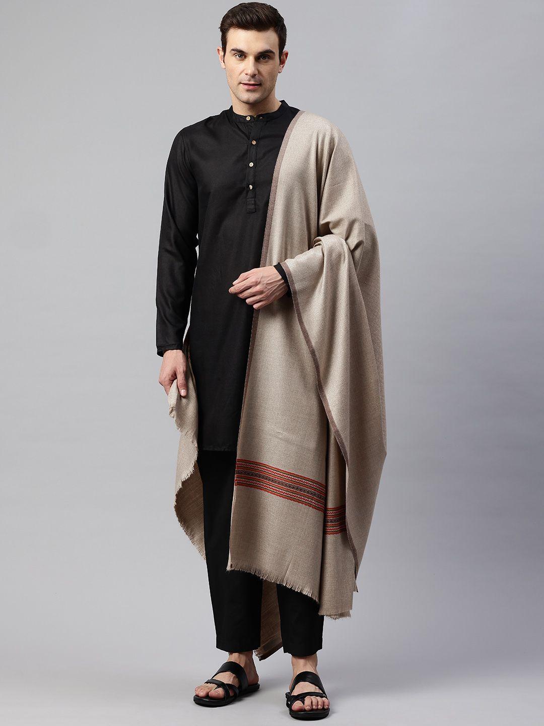 weavers villa men solid pashima wool blend shawl