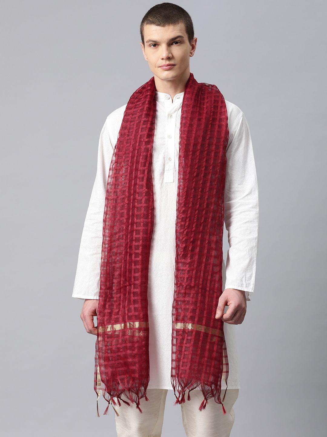 weavers villa men woven design cotton silk dupatta