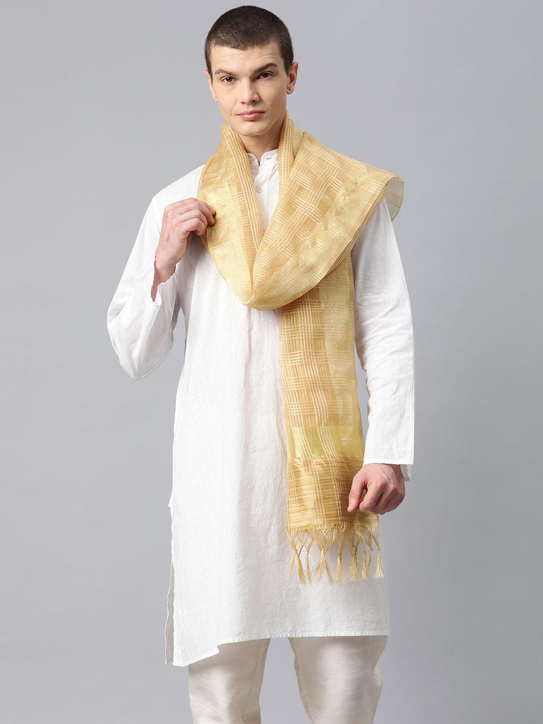 weavers villa men woven design cotton silk dupatta