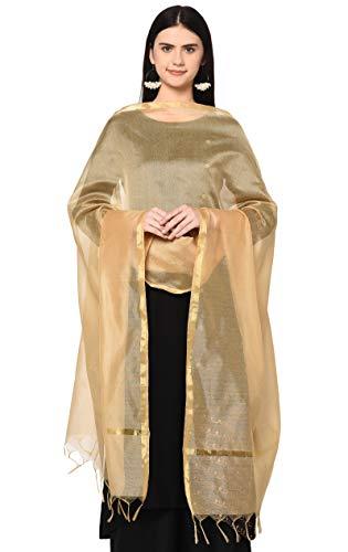 weavers villa women's banarasi poly silk plain dupatta (beige, 2.25 meters)