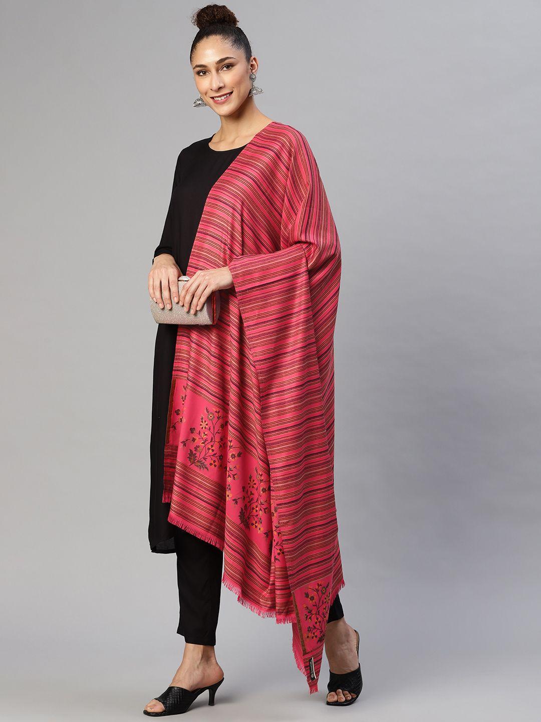 weavers villa women coral striped shawl