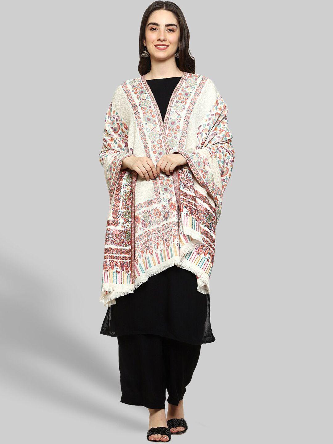 weavers villa women multi-coloured woven design shawl