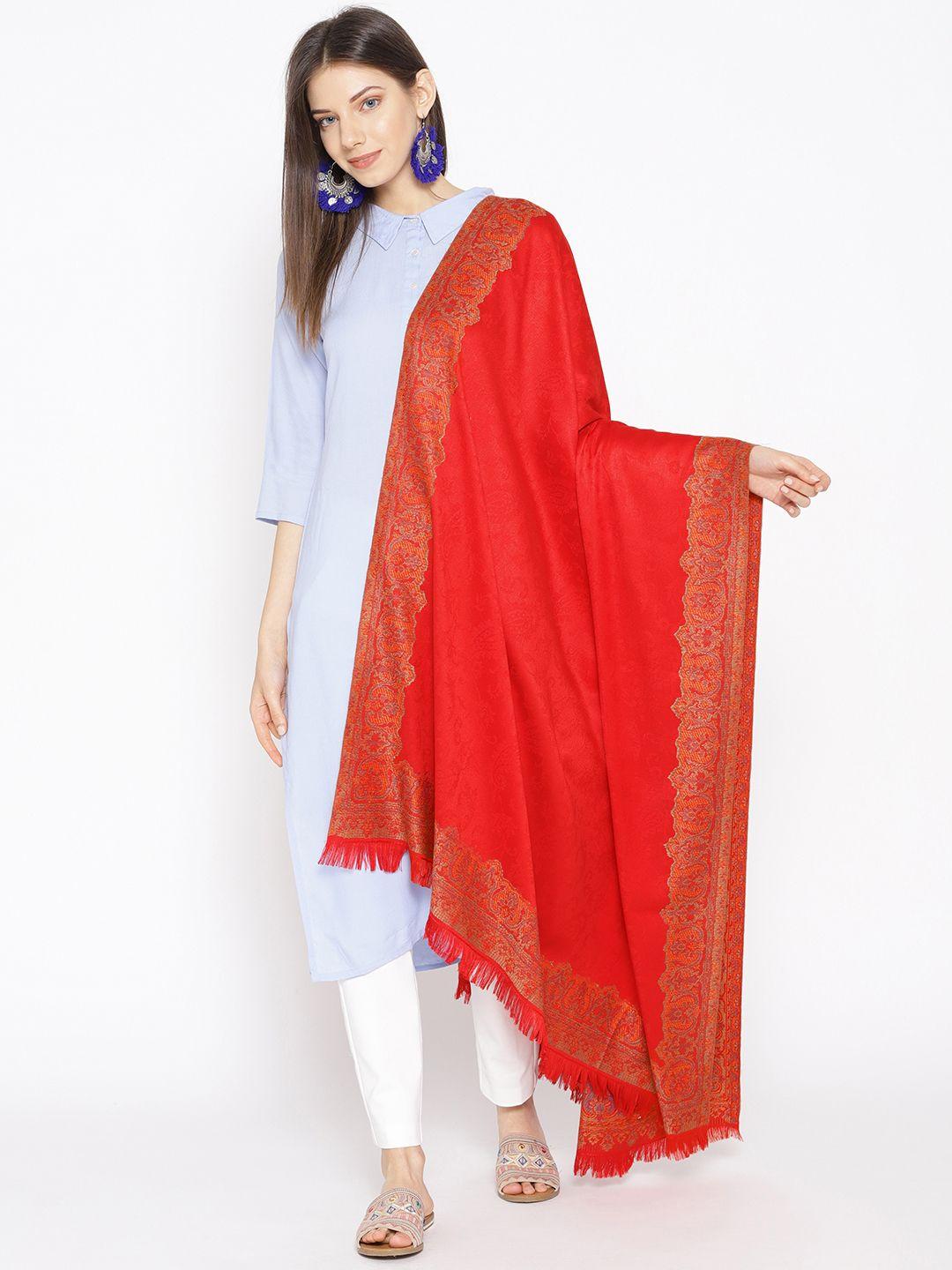 weavers villa women red paisley patterned shawl