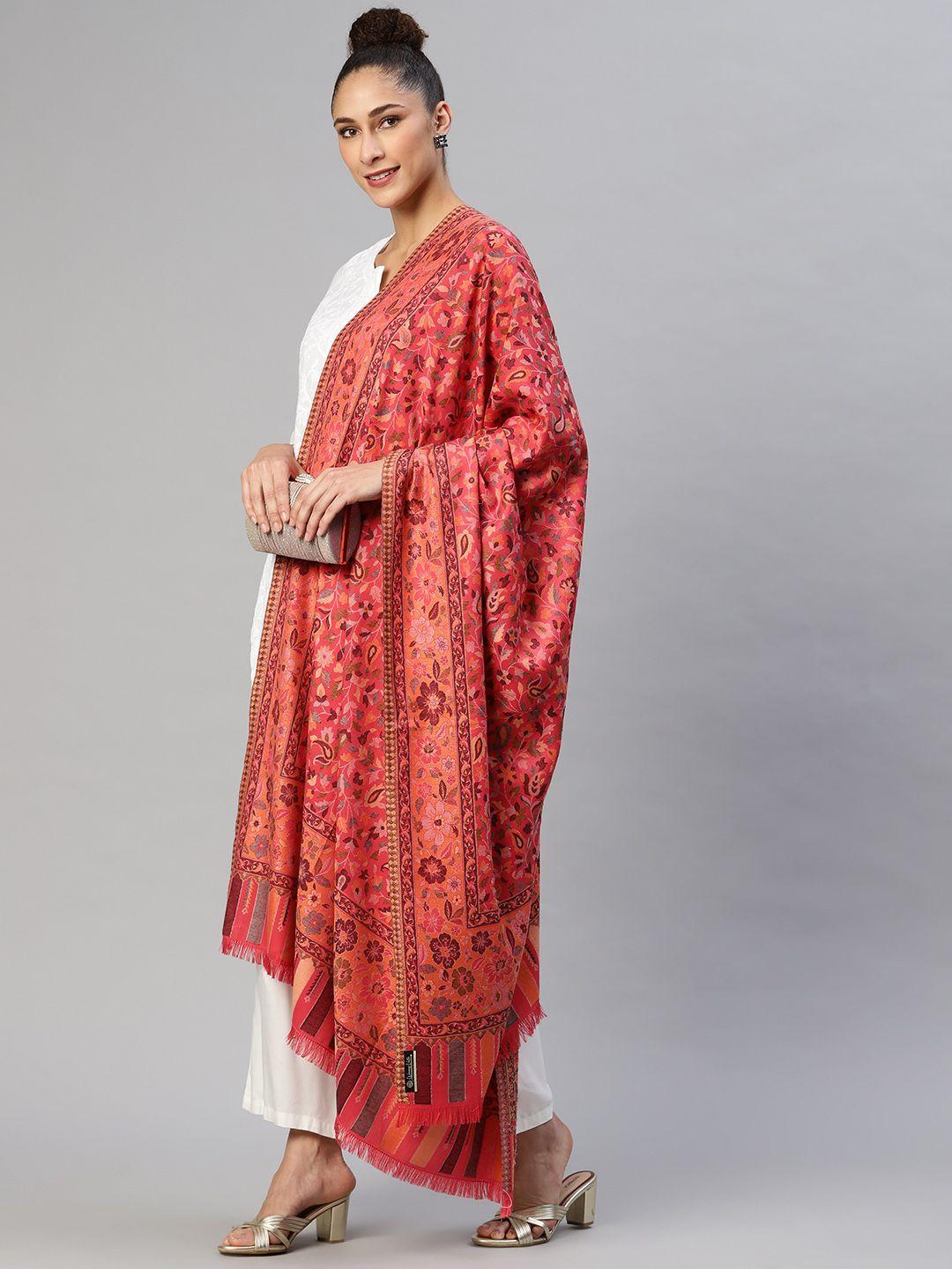 weavers villa women rose colored woollen shawl