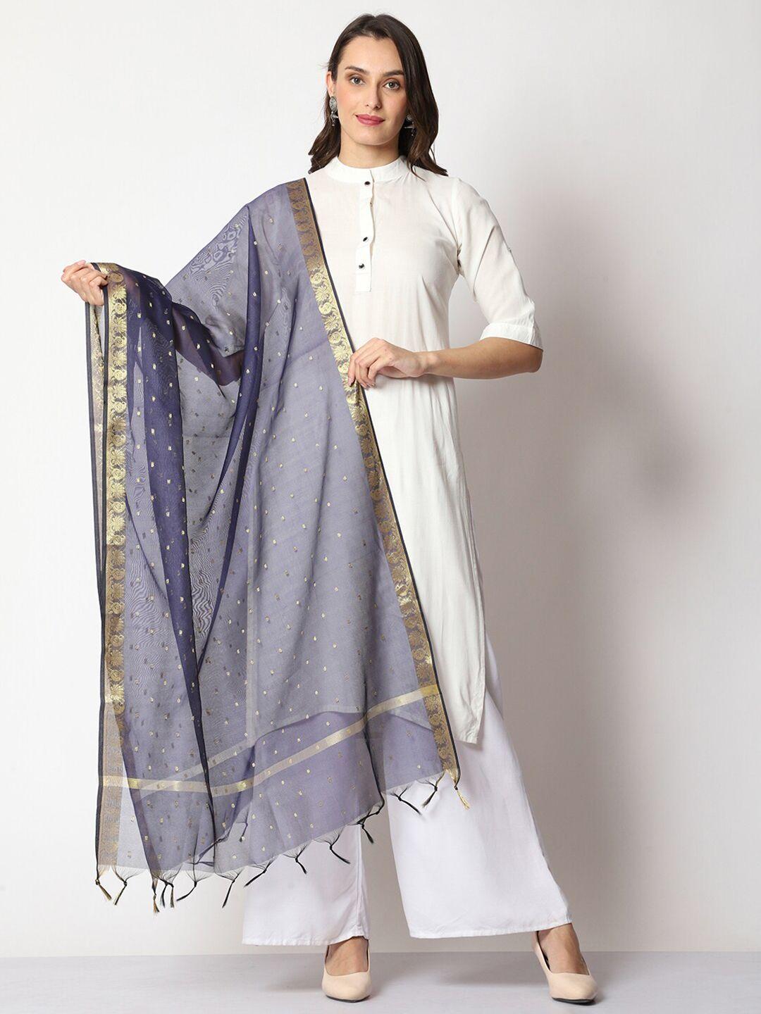 weavers villa woven design cotton silk dupatta with zari