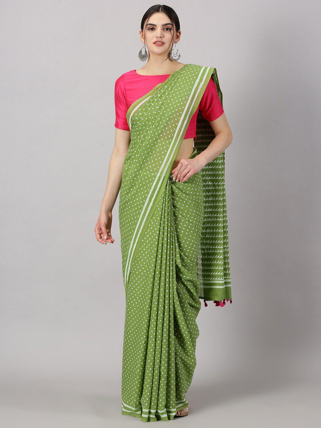 weaves of tradition polka dot pure cotton saree