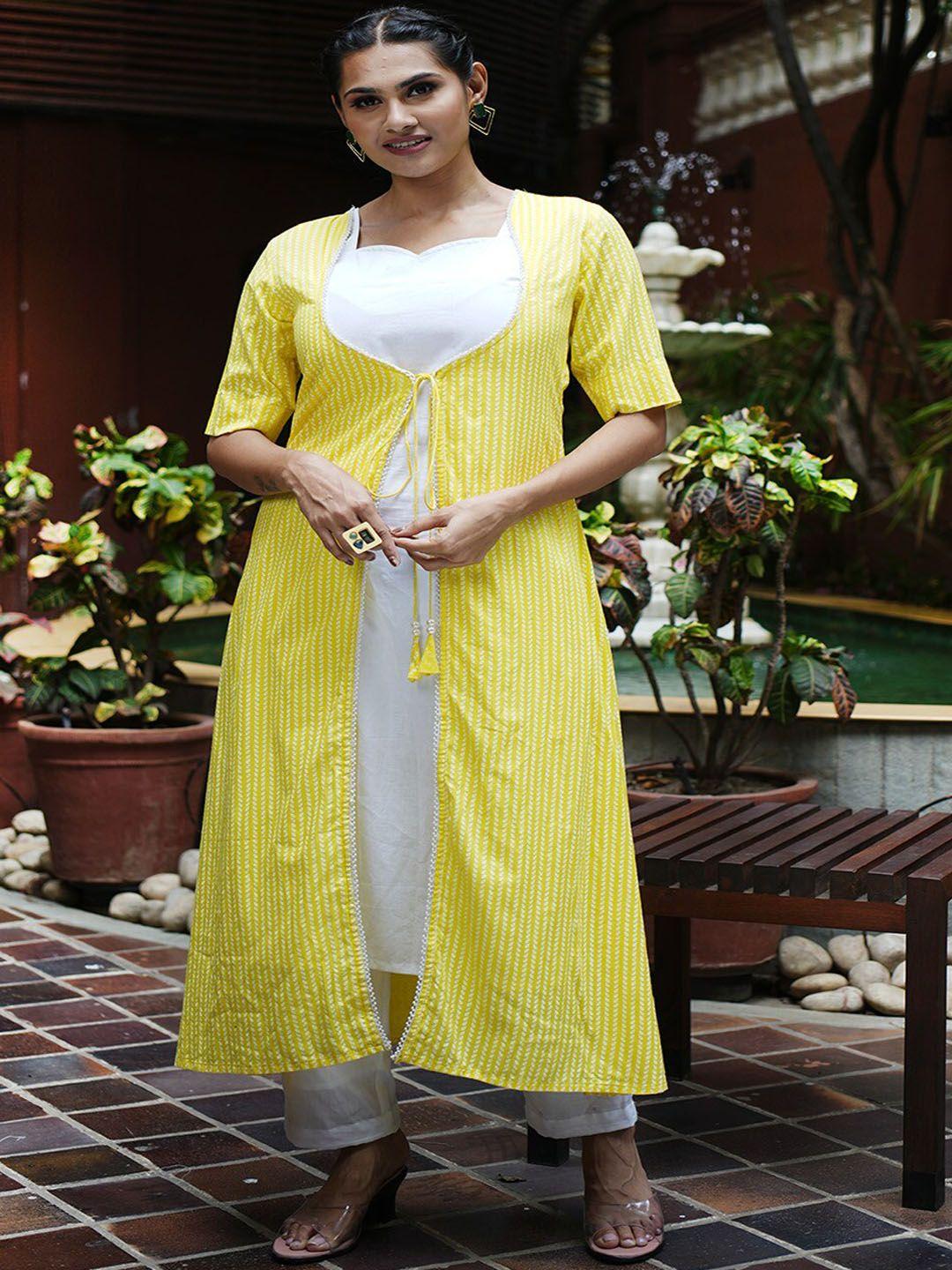 weavllite ethnic motifs printed a-line kurta with trousers