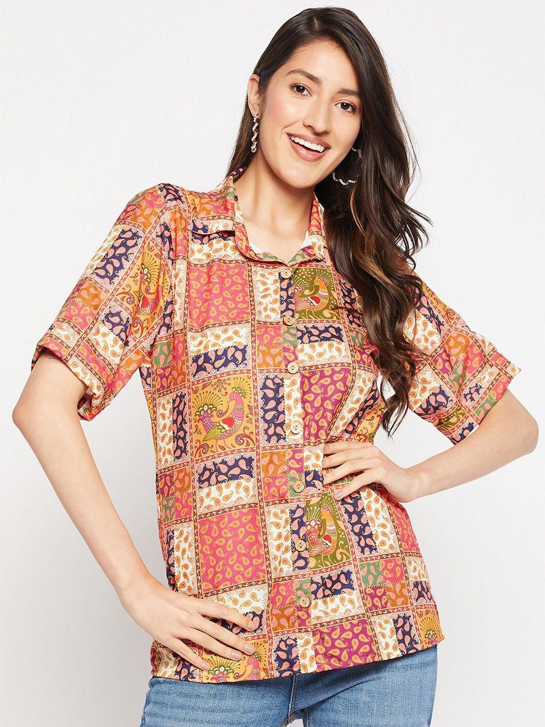 weavllite ethnic motifs printed casual shirt