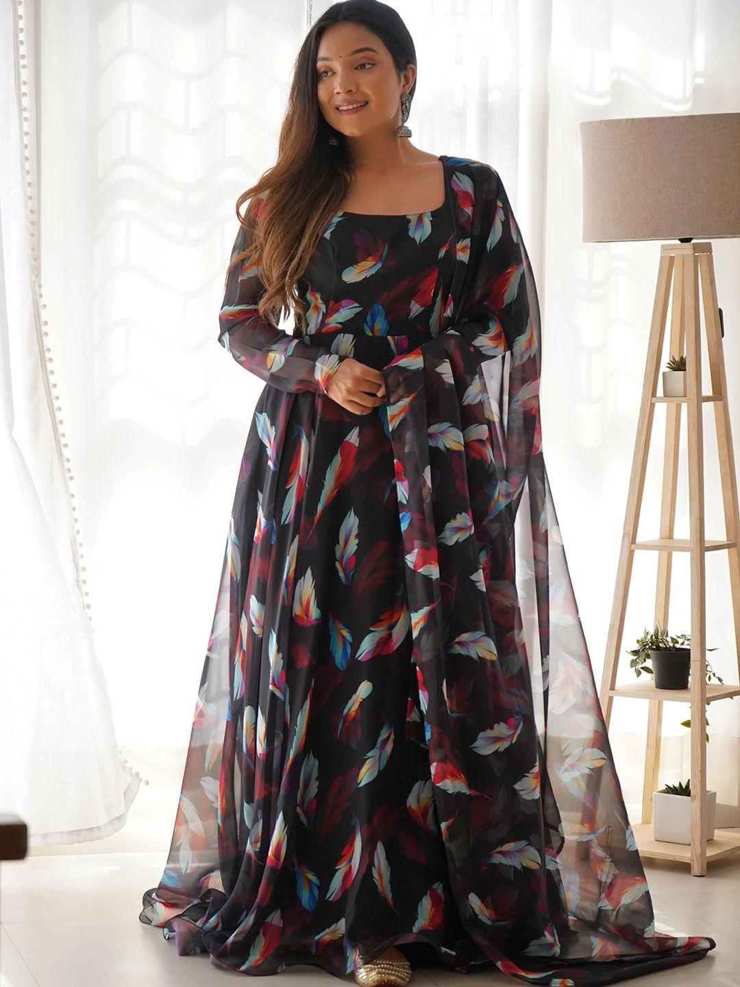 wedani floral printed regular kurta with trousers & dupatta