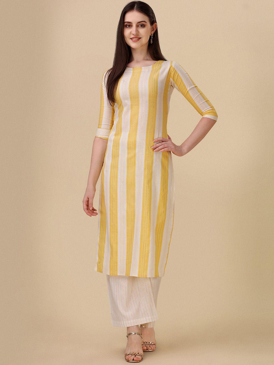 wedani striped round neck cotton straight kurta