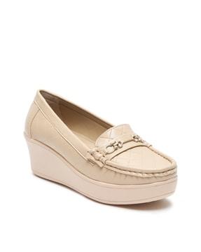 wedge heeled slip-on loafers