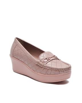 wedge heeled slip-on loafers