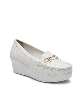 wedge heeled slip-on loafers