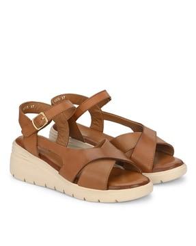 wedges sandals with buckle closure