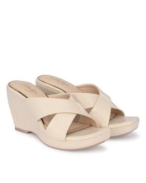 wedges with criss-cross straps