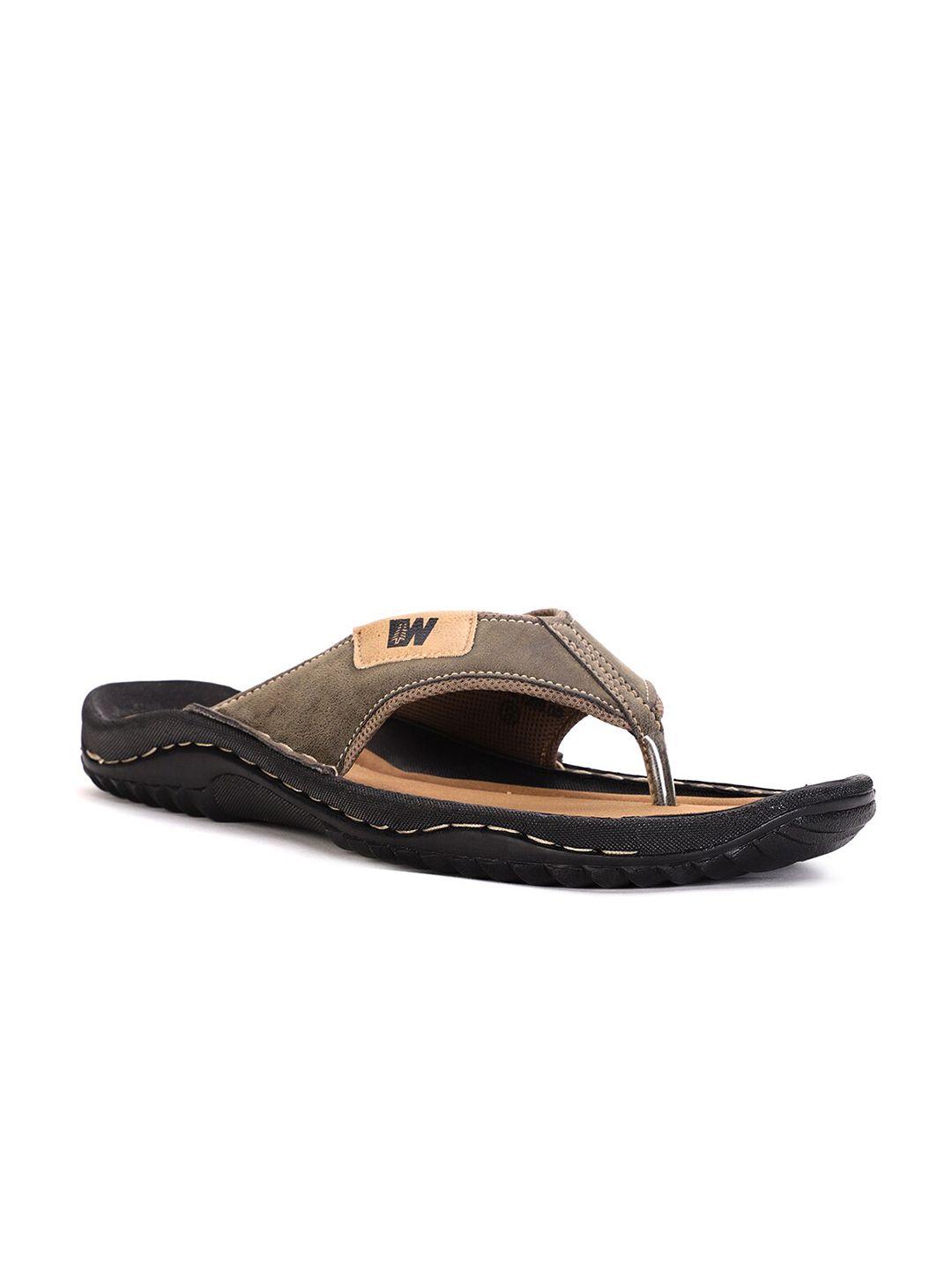 weinbrenner men brown & black pu comfort sandals