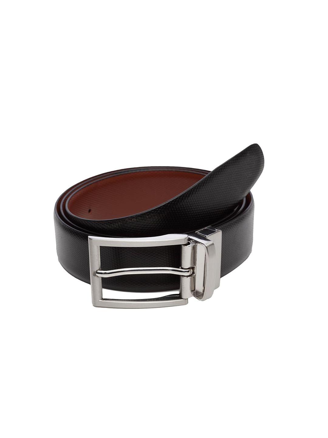 welbawt men black & brown solid leather slim reversible belt