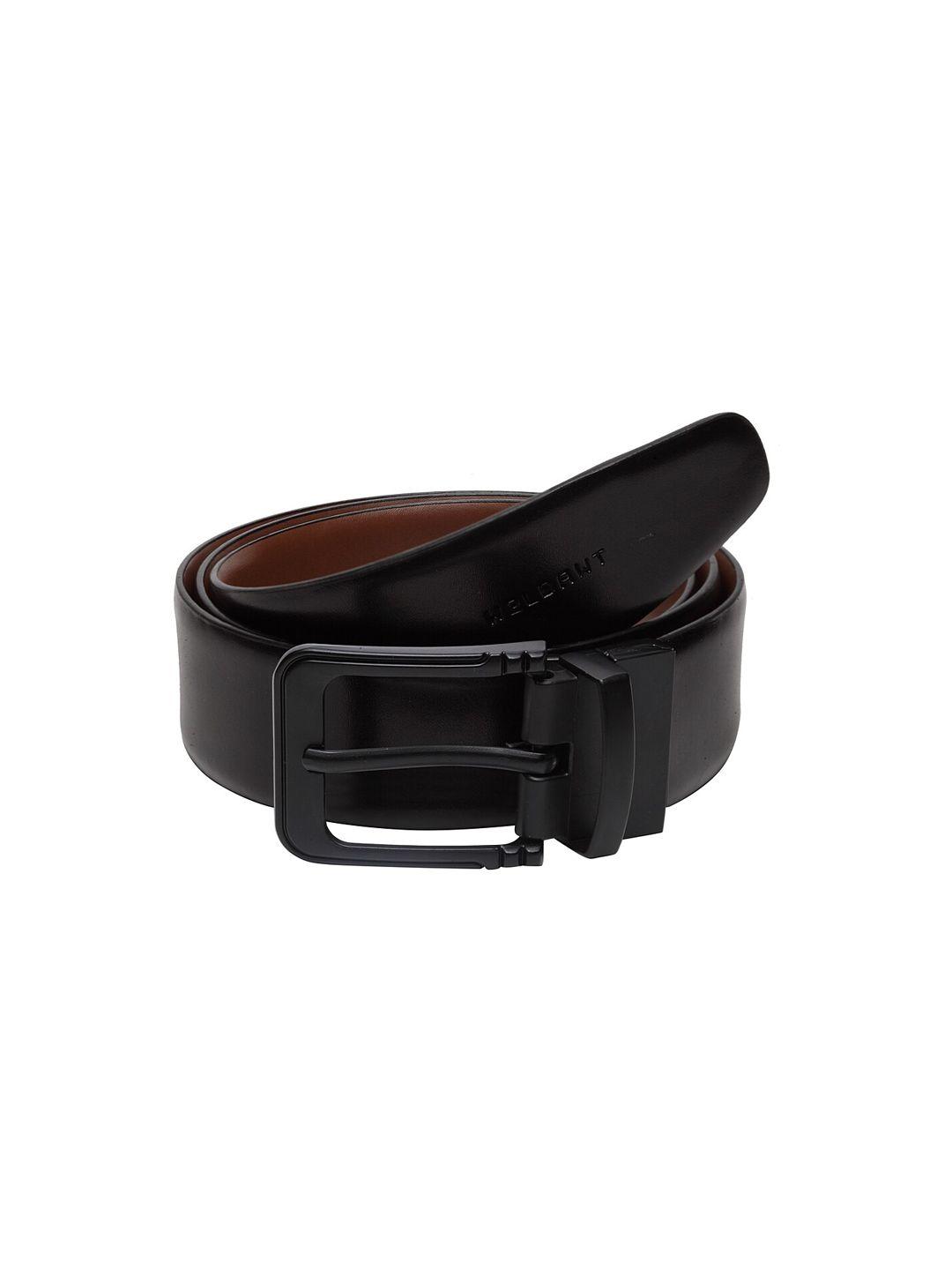 welbawt men black & brown solid reversible leather belt