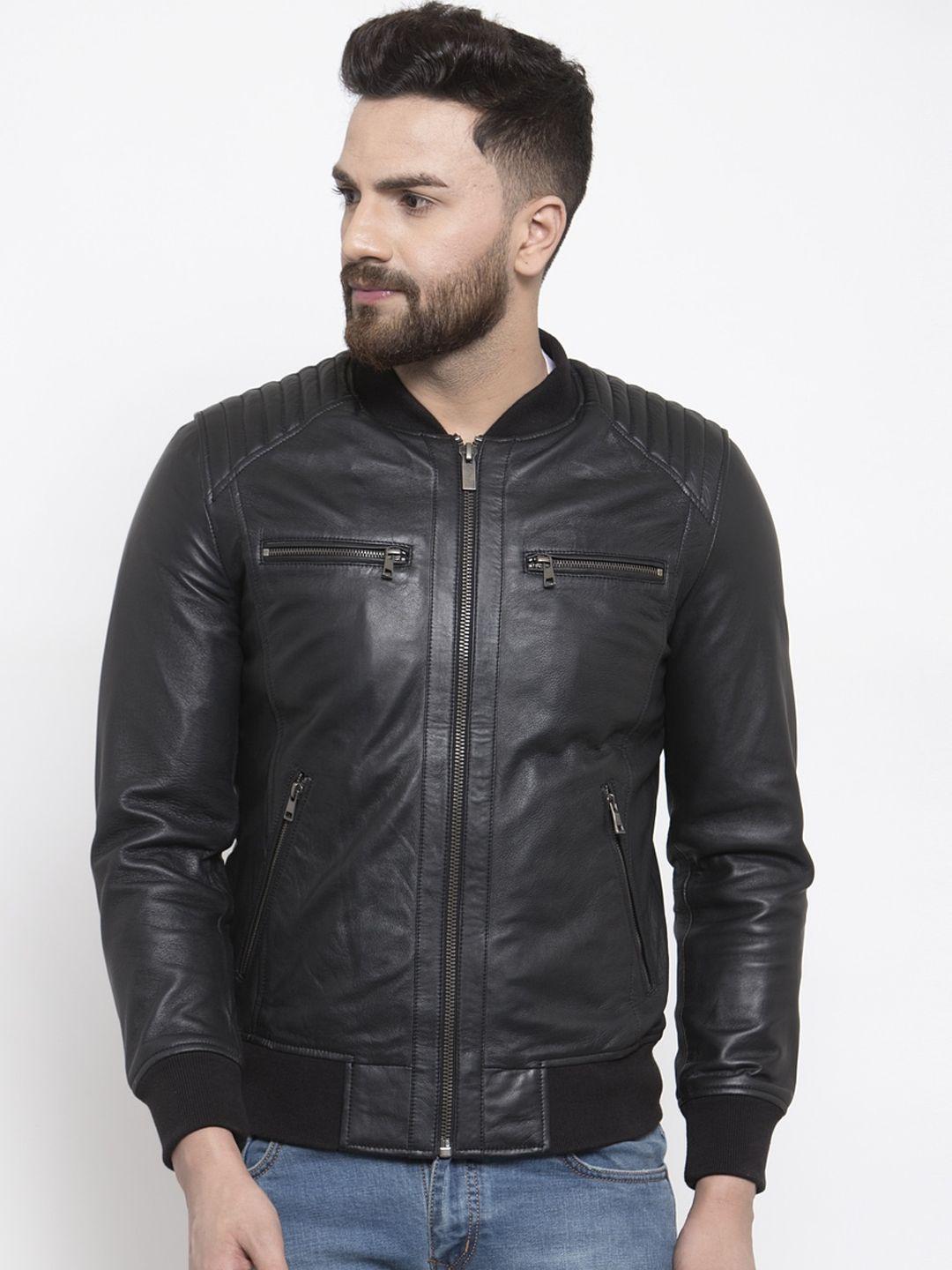 welbawt men black leather jacket