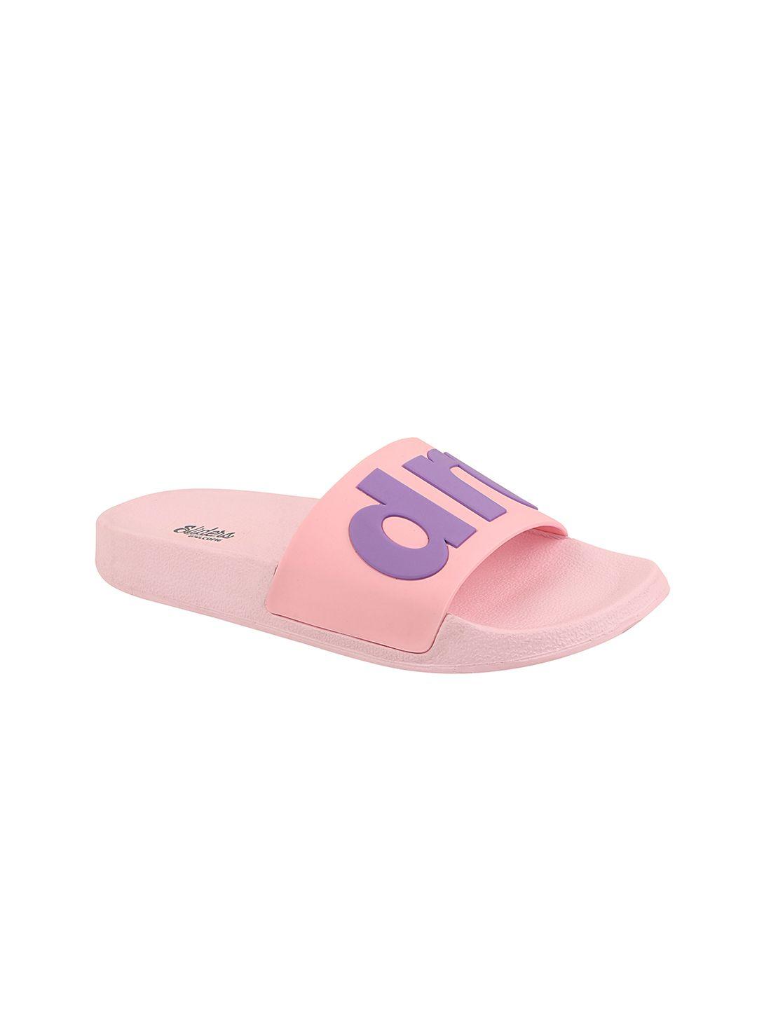 welcome women pink & purple printed sliders