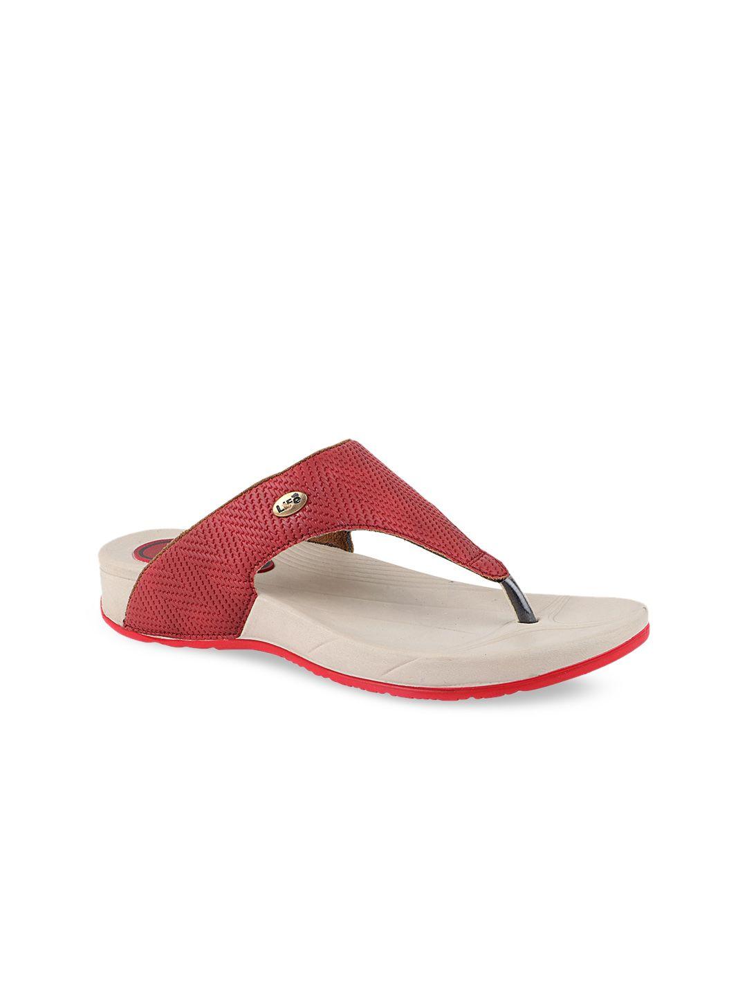 welcome women red textured t-strap flats