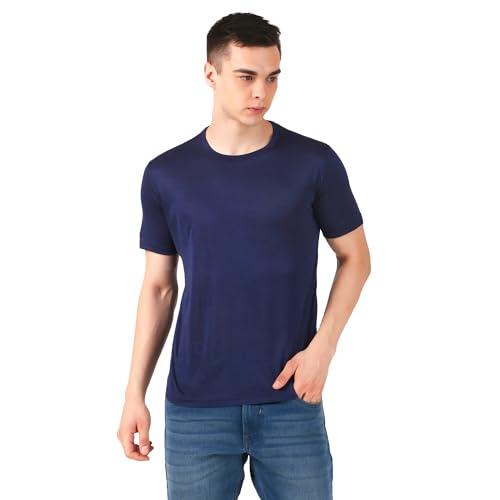 well quality casual sap knit round neck half sleeve tshirt for men navy