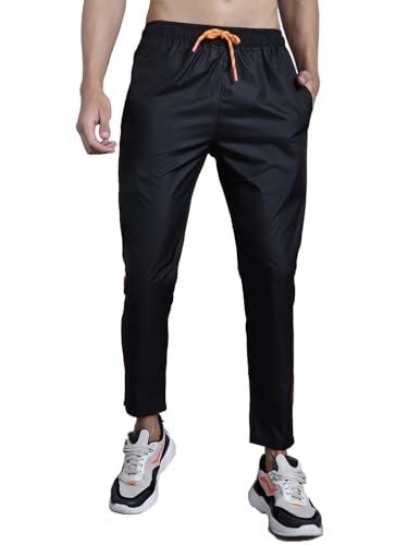 well quality men's polyester sports and gym wear regular fit trackpant black