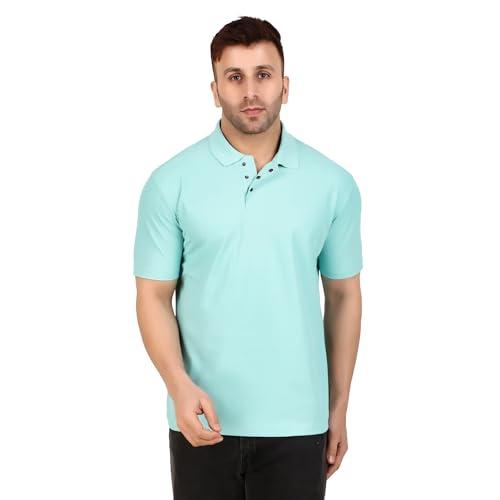 well quality solid polo neck t-shirt for men sky