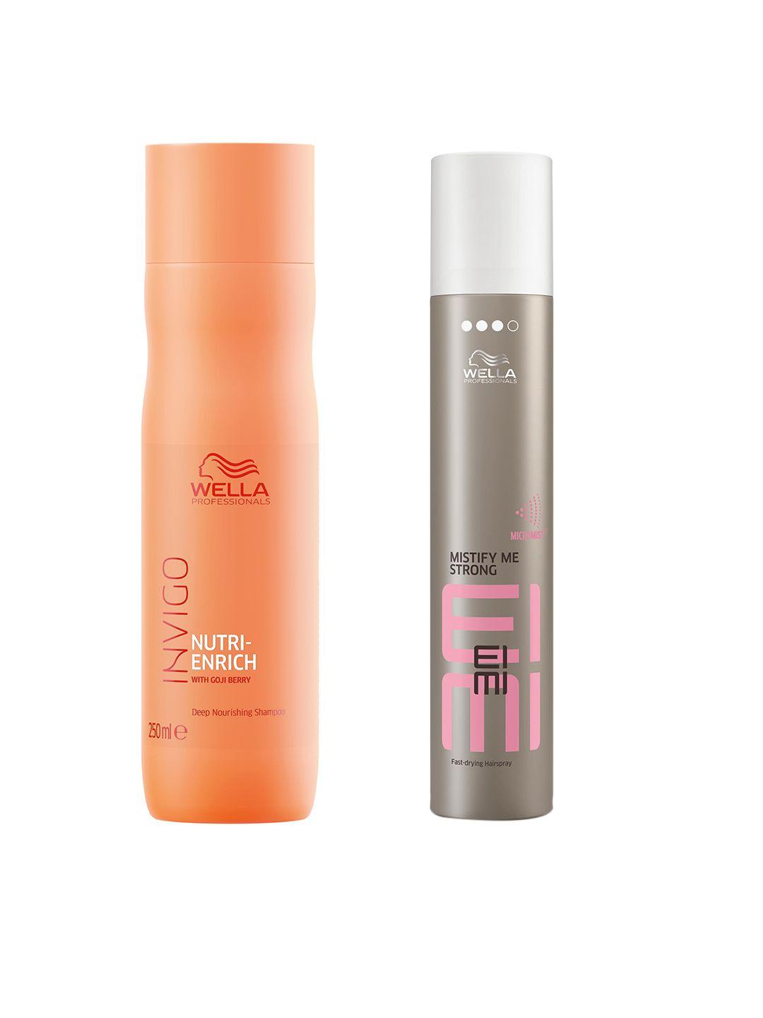 wella professionals stay styled finishing spray & invigo nutri-enrich shampoo 550 ml