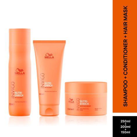 wella professionals invigo nutri enrich deep nourishing shampoo, mask and conditioner combo