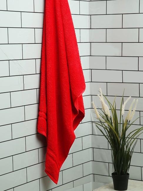 welspun solid red cotton bath towel