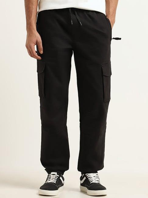 wes casuals by westside black cargo relaxed fit joggers