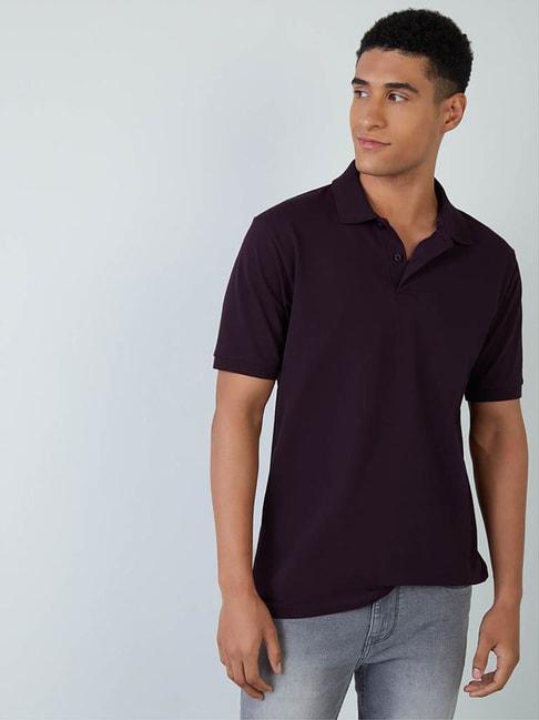 wes casuals by westside plum relaxed-fit polo t-shirt