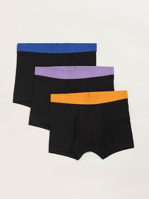 wes lounge by westside black cotton trunks - pack of 3