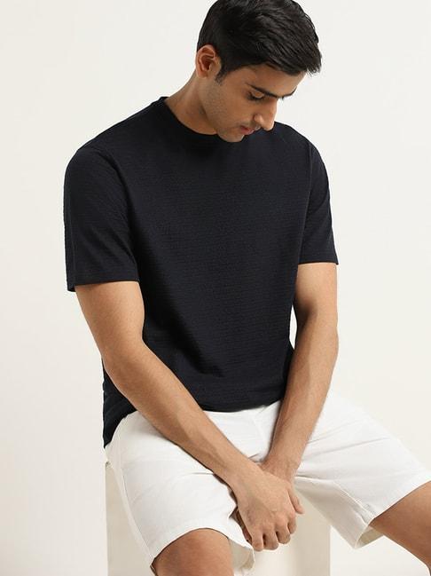 wes lounge by westside navy self-patterned relaxed fit t-shirt
