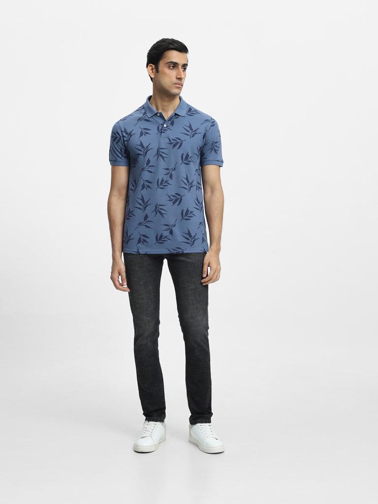 wes casuals blue slim fit polo t-shirt