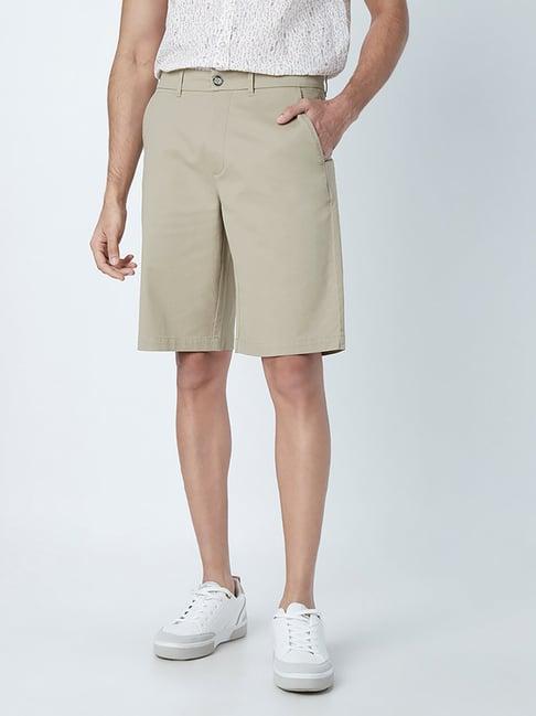 wes casuals by westside beige relaxed-fit shorts