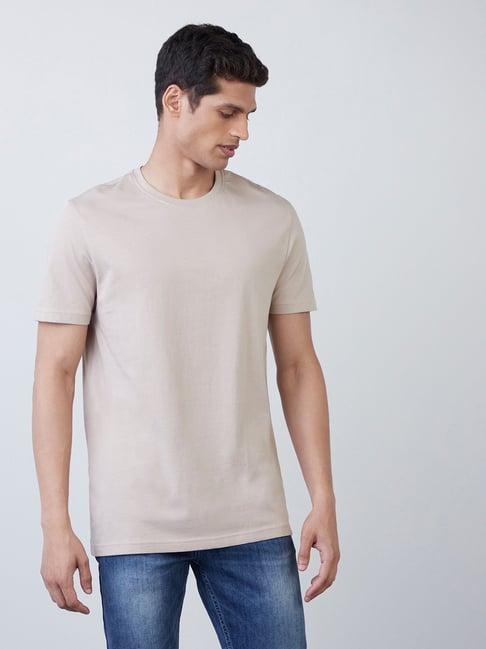 wes casuals by westside beige slim-fit t-shirt