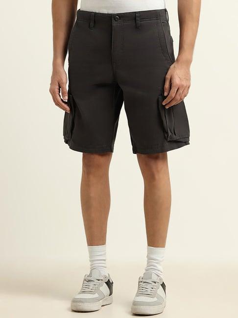 wes casuals by westside black relaxed fit cargo shorts