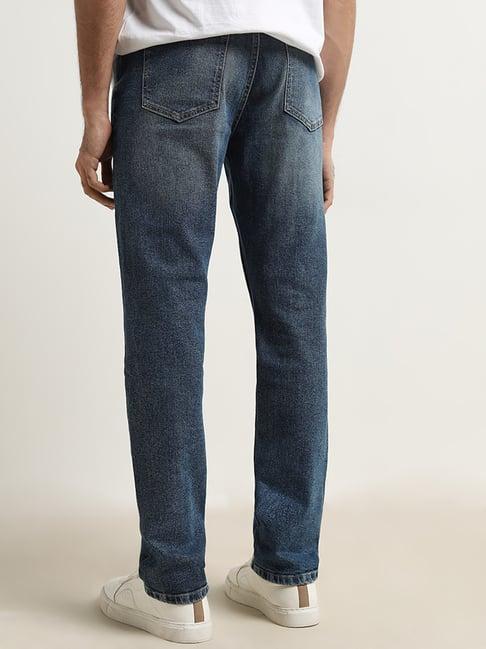 wes casuals by westside blue faded slim-fit mid-rise jeans