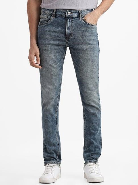 wes casuals by westside blue vintage wash slim fit jeans