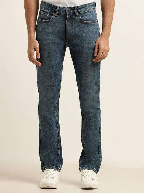 wes casuals by westside blue washed straight-fit jeans