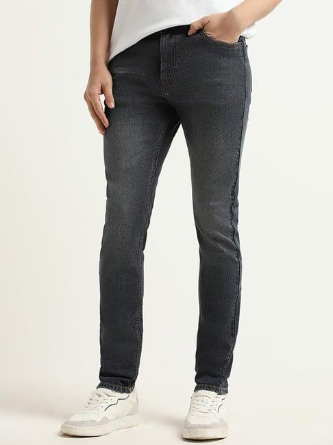 wes casuals by westside dark grey wash slim fit jeans