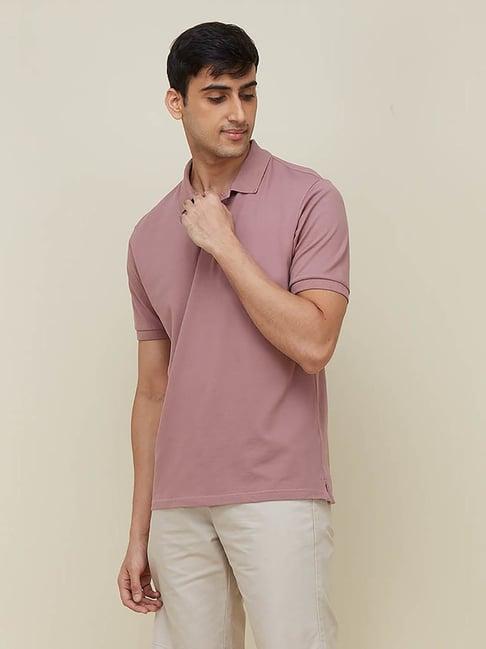 wes casuals by westside dull pink relaxed fit polo t-shirt