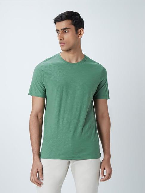 wes casuals by westside green pure-cotton slim-fit t-shirt